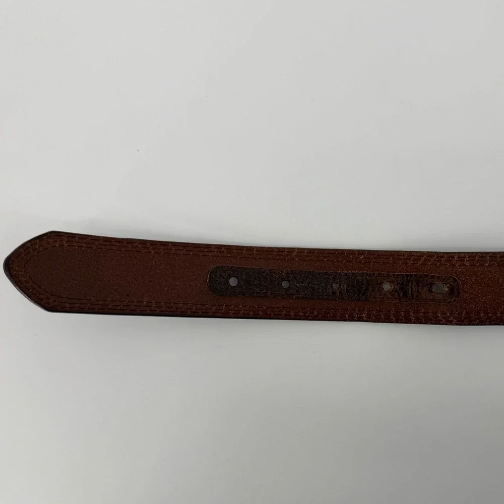 Ariat Mens Belt‎ Size 42 Dark Brown Pebbled Leather Removable Snap off Buckle